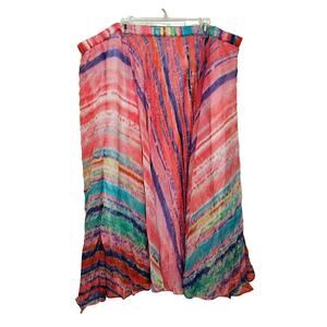 The Pyramid Collection 3X Extra Flared Arcodian folded multicolored Skirts. Maxi